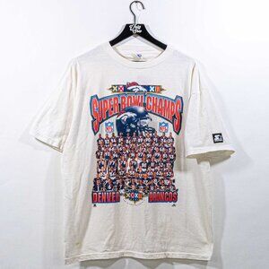 Denver Broncos 1998 Super Bowl Champions T-Shirt Starter Team Roster Large VTG